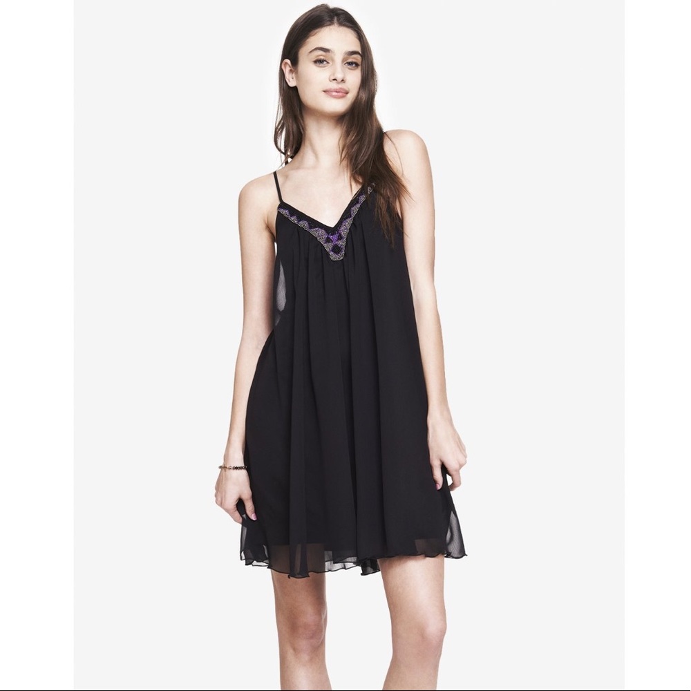 Express Beaded Trapeze Dress